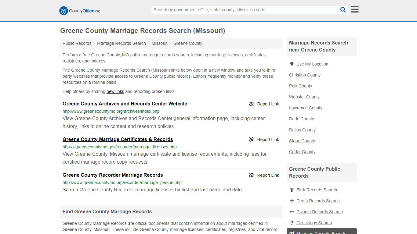 Greene County Marriage Records Search (Missouri) - County Office